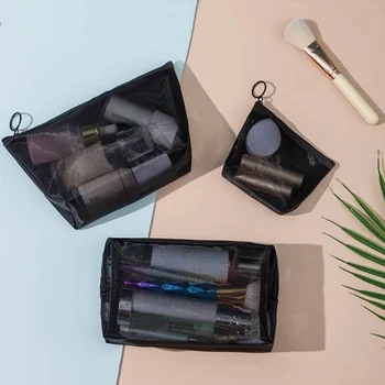 נשים רשת קוסמטיקה תיק נסיעות שקוף נייד שפתון כרית אוויר מוצרי טיפוח מארגן תיק האיפור היופי נרתיק אחסון