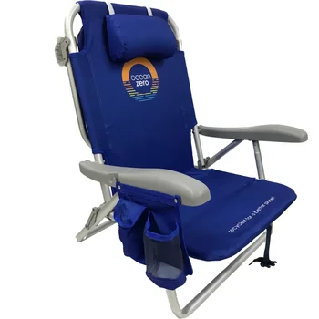 סט של 2. האוקיינוס אפס ידידותי לסביבה דלוקס תרמיל החוף כיסא כחול כורסה כיסא כיסא קמפינג ריהוט גן