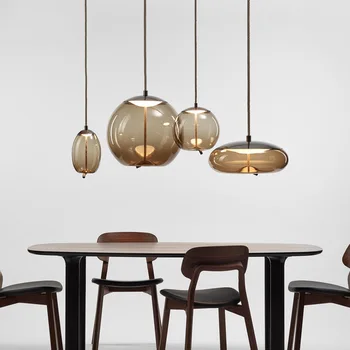 סקנדינבי מודרני מינימליסטי תליון זכוכית אור יצירתי פינת אוכל בר קפה אמנות תאורה בחדר השינה מיטת ספה עיצוב הבית מנורות