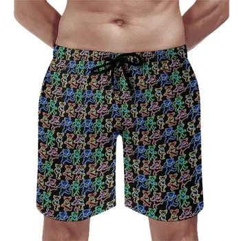 קיץ מכנסי ההתעמלות ג ' אז פסטיבלים רץ לגלוש ניאון דובים ההדפסה מודפס לוח מכנסיים קצרים הוואי יבש מהירה לחוף בגד ים מידות גדולות