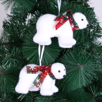 קישוטי חג המולד לבן דוב תליון עץ חג המולד קישוטי חג המולד דוב קוטב בובה קישוטים