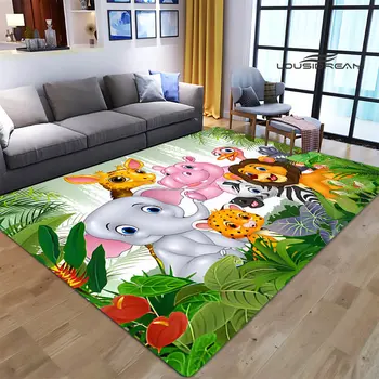 קריקטורה ' ונגל להדפיס בעלי החיים שטיח ילדים משחקים על השטיח בסלון חדר שינה החלקה לשטיח צילום אביזרים מתנת יום הולדת.