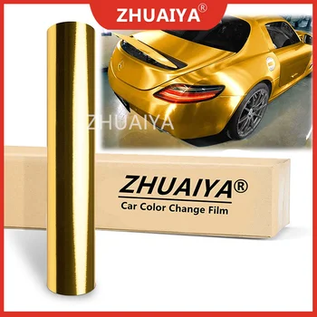 רכב שינוי הצבע הסרט (152cmx18m) כרום, זהב מוברש אלומיניום ויניל לעטוף DIY מדבקות רכב רכב אוטומטי אופנוע ZHUAIYA