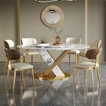 שולחן עגול מסתובב חלק הפטיפון מעצבים נירוסטה מסגרת האוכל רהיטים רוק שולחן אבוס הרהיטים במלון FGM