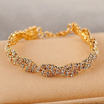 תכשיטים הסיטוניים אופנה עדין מלא יהלומים מלאכותיים בלינג צמיד נשי צמיד נשים זהב יווני הצמיד